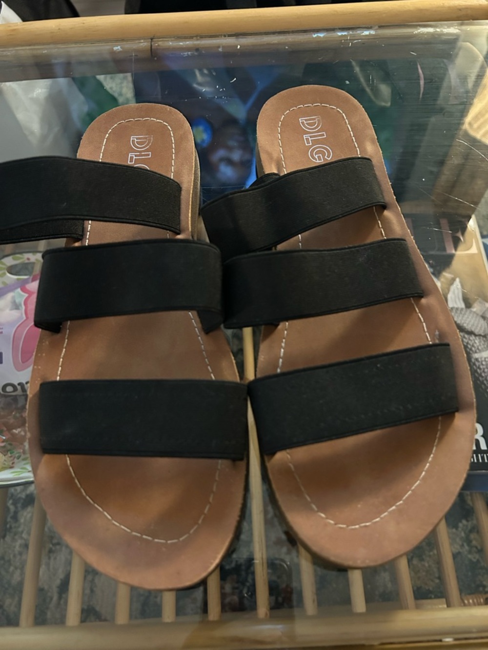 Women’s Black Triple-Strap Slide Sandals